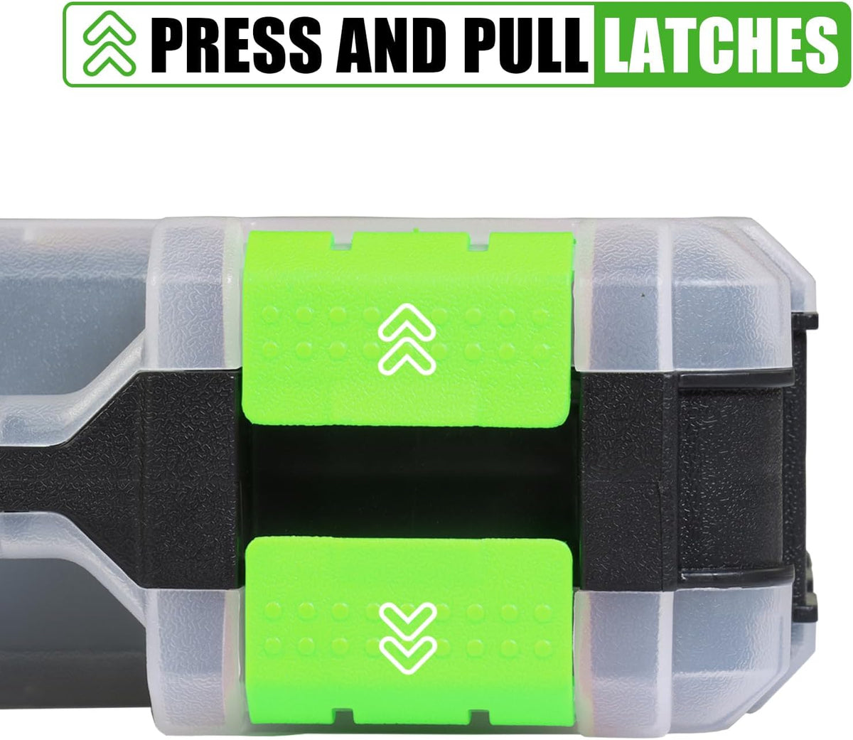 Tool Box with Transparent Lid, Double Side 34-Compartments Organizer Box with Removable Dividers for Hardware, Screws, Bolts, Nails, Beads, Jewelry and Fishing Accessories, Green, 2 Packs