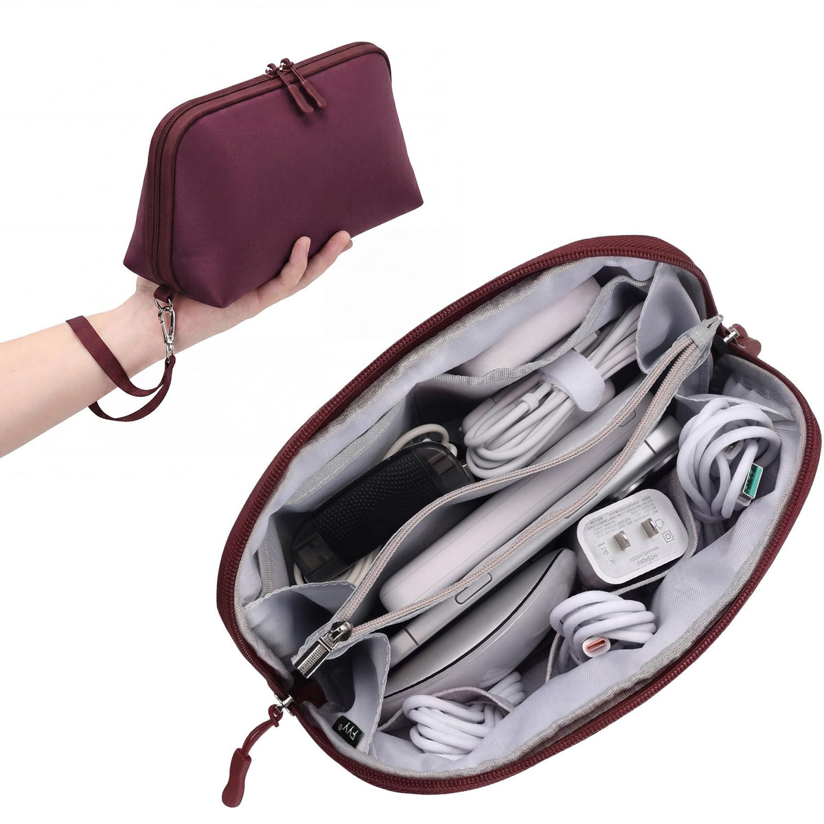 FYY Travel Cable Organizer - 8 Compartments, Lightweight, Water Repellent