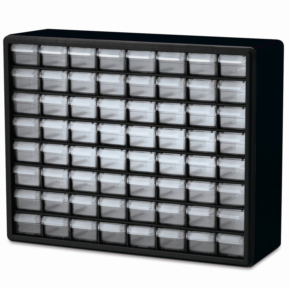 Akro-Mils 10764 Drawer Plastic Parts Storage Hardware and Craft Cabinet, 20-Inch W x 6-Inch D x 16-Inch H, Black