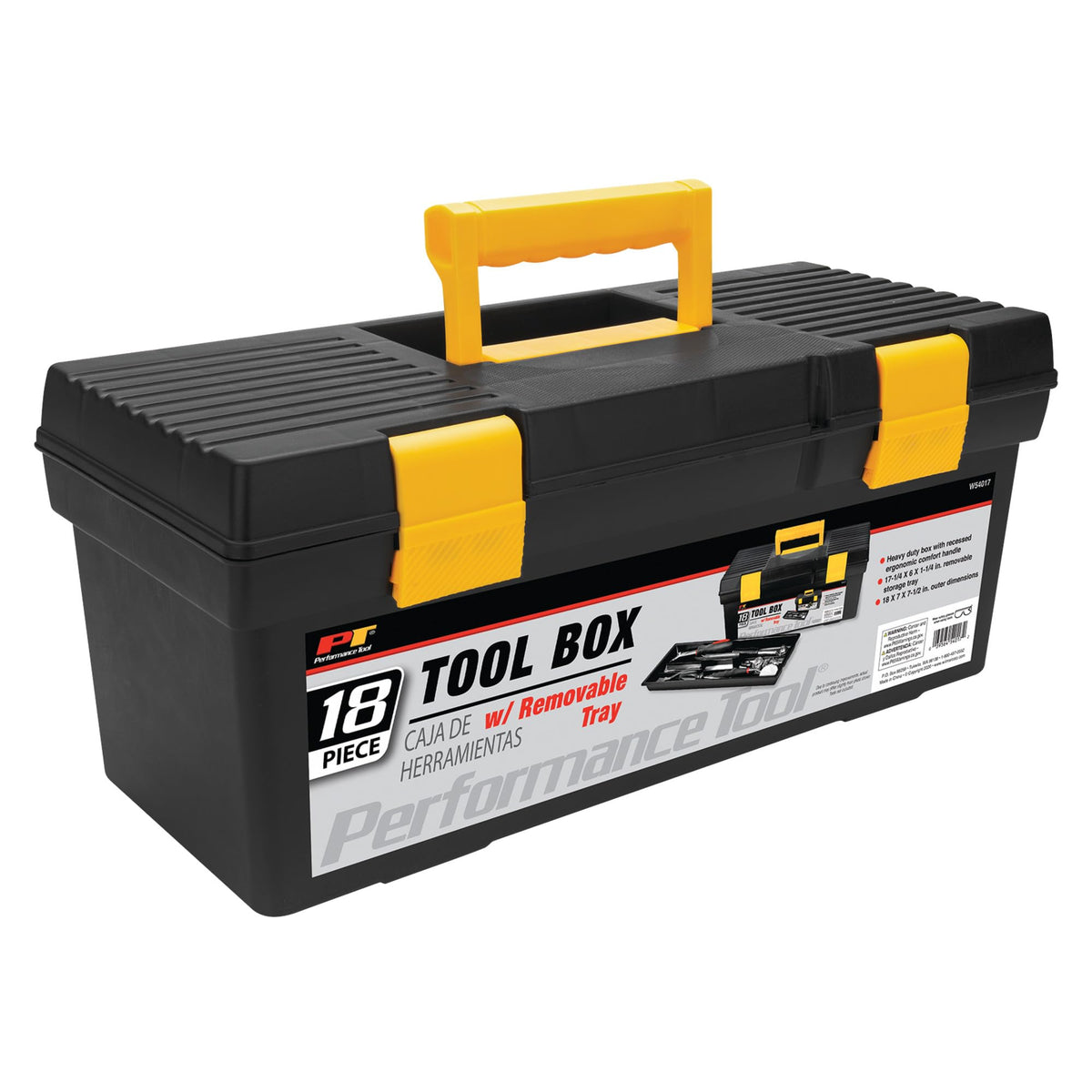 Performance Tool W54012 Heavy Duty Plastic Organizer Tool Box for Workshops and Garages, Black, 12.5-Inch
