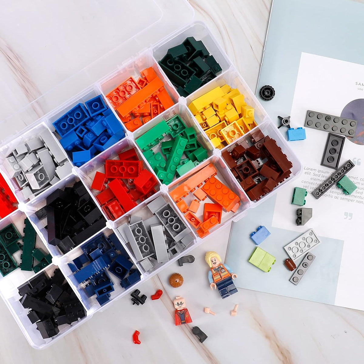 Bead Organizer Storage 3 Pack 15 Grid Clear Plastic Tackle Box Adjustable