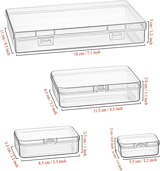 24 Pieces Mixed Sizes Rectangular Empty Mini Clear Plastic Organizer Box