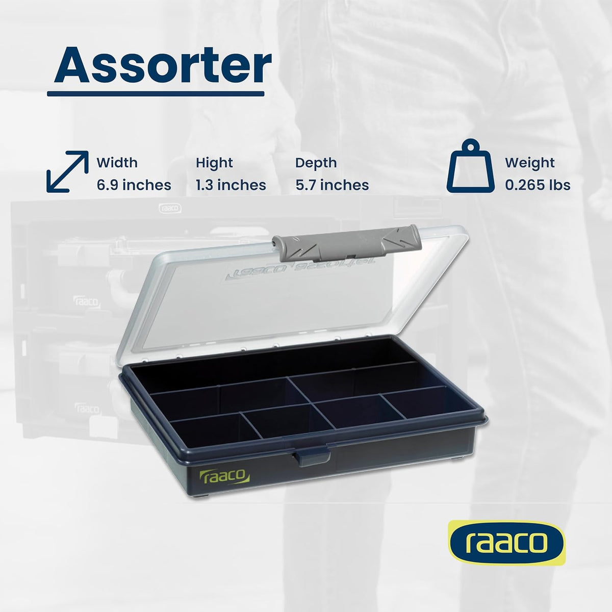 Raaco Assorter 6-7 Tool Box Organizer, 7-Slot - Small Parts & Hardware