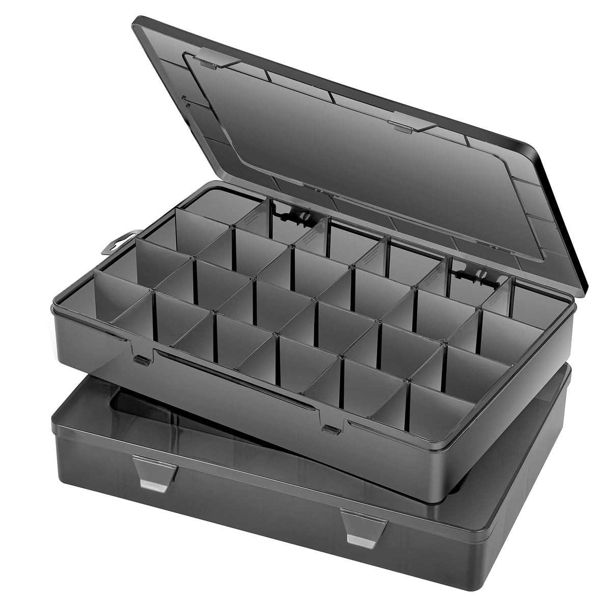 Gbivbe Large 24 Grids Plastic Organizer Box Adjustable Dividers,Clear Storage Box for Jewelry, Art DIY Crafts, Washi Tapes, Beads and Small Parts