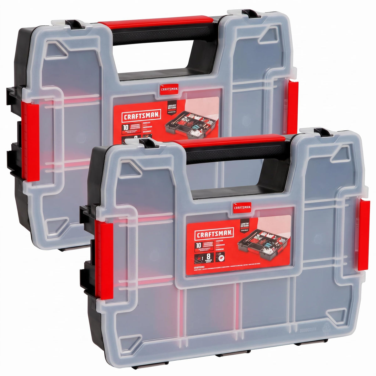 CRAFTSMAN Storage Organizer, Small Parts Organizer, 3-Packs with 10-Compartments, Lid Includes Secure Latch (CMST60964M)