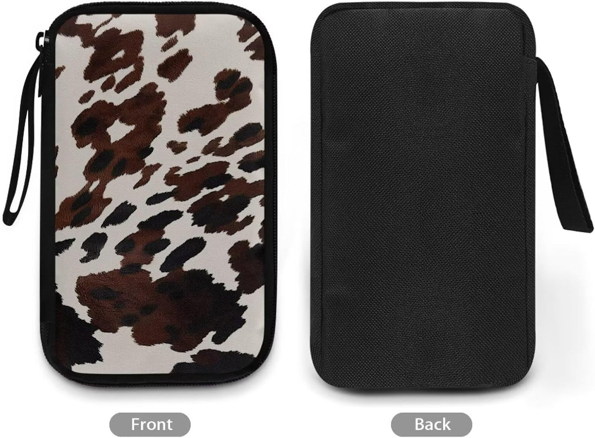 Cow Print Electronic Organizer Travel Cable Organizer Storage Bags for Data Cables, USB C Charger, SD Card, Hard Drive, Charging Cord, Mouse, Power Bank