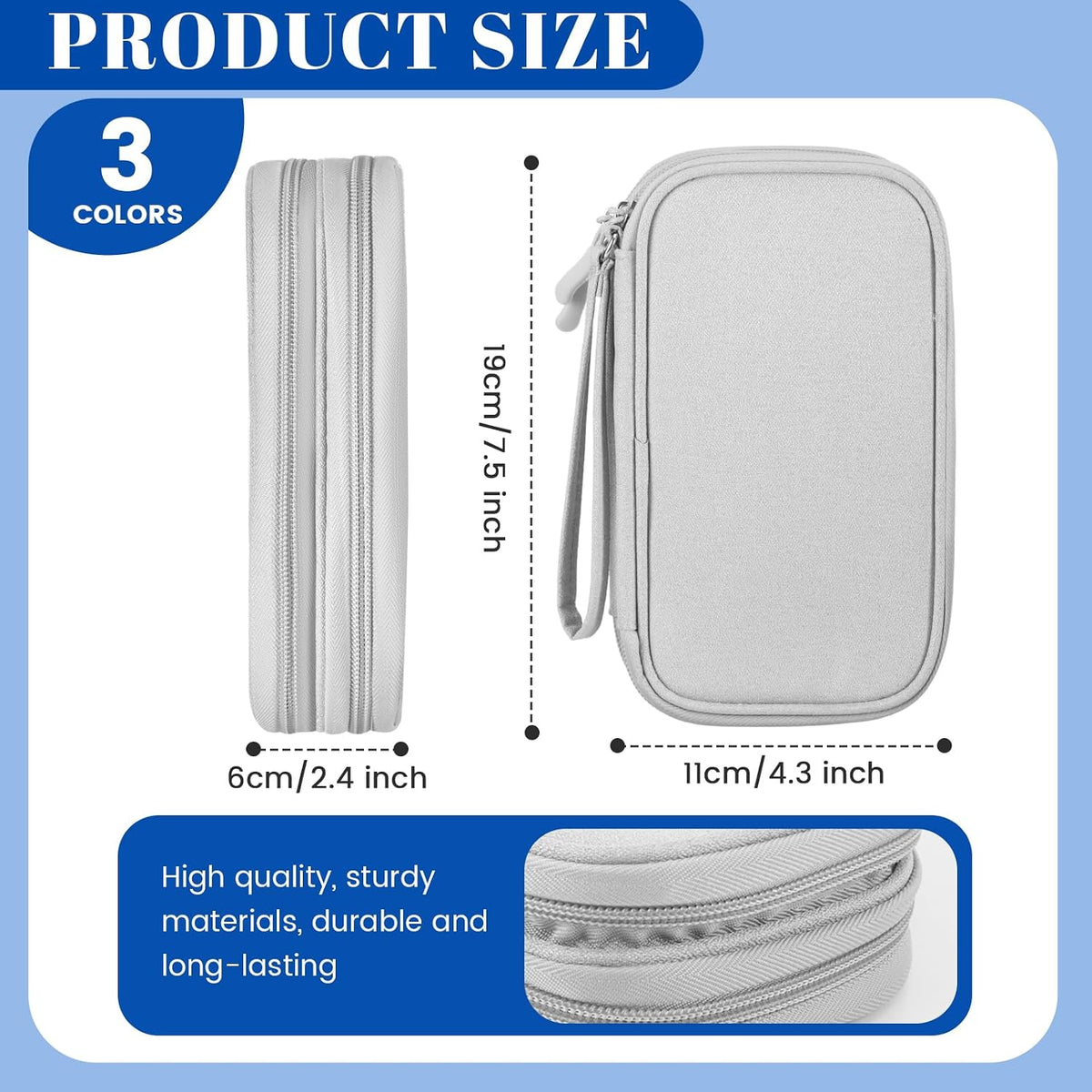 Sadnyy 3 Pcs Cable Organizer Travel, Double Layer Waterproof Pouch