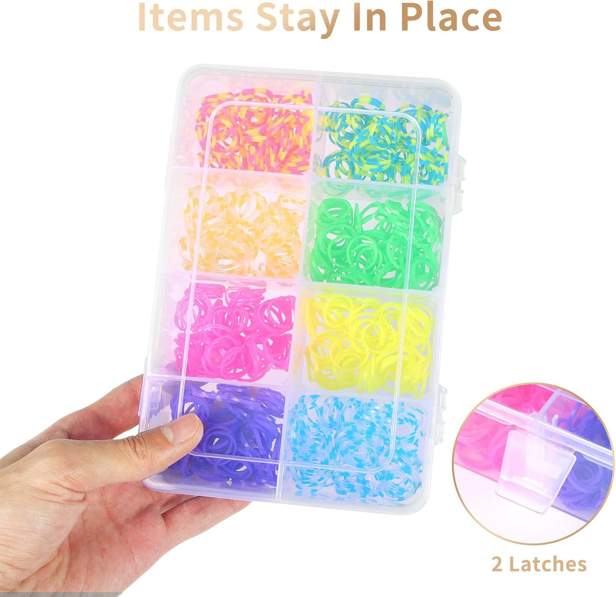 QUEFE Bead Organizer Box 4 Pack 8 Grid Plastic Tackle Box Storage Dividers