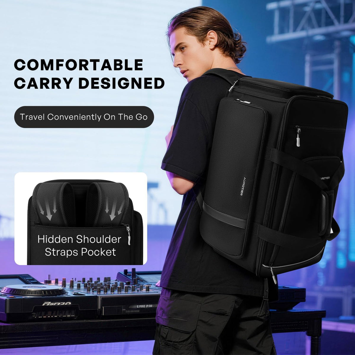 Large DJ Cable Organizer Bag, Padded Gig Bag with 8 Detachable Divider, Travel DJ Mixer Backpack for Musicians, Professional Multi-Pocket for 17" Laptop, Microphone, Cord, Headset & Music Accessories
