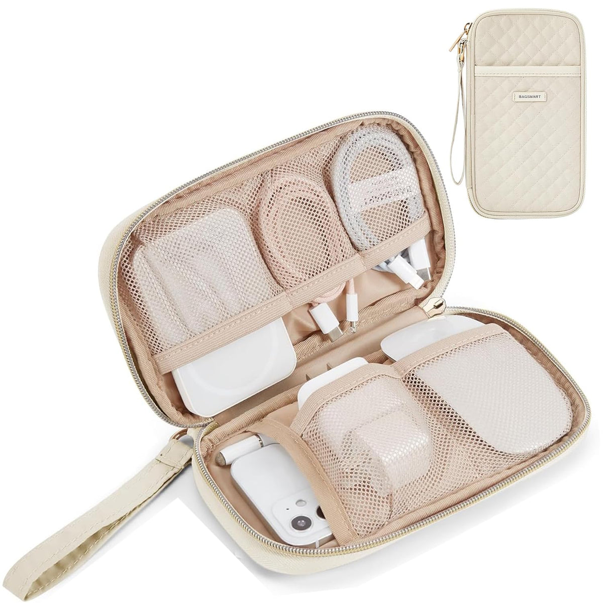 BAGSMART Electronics Travel Organizer for Cords Chargers Phones, Black