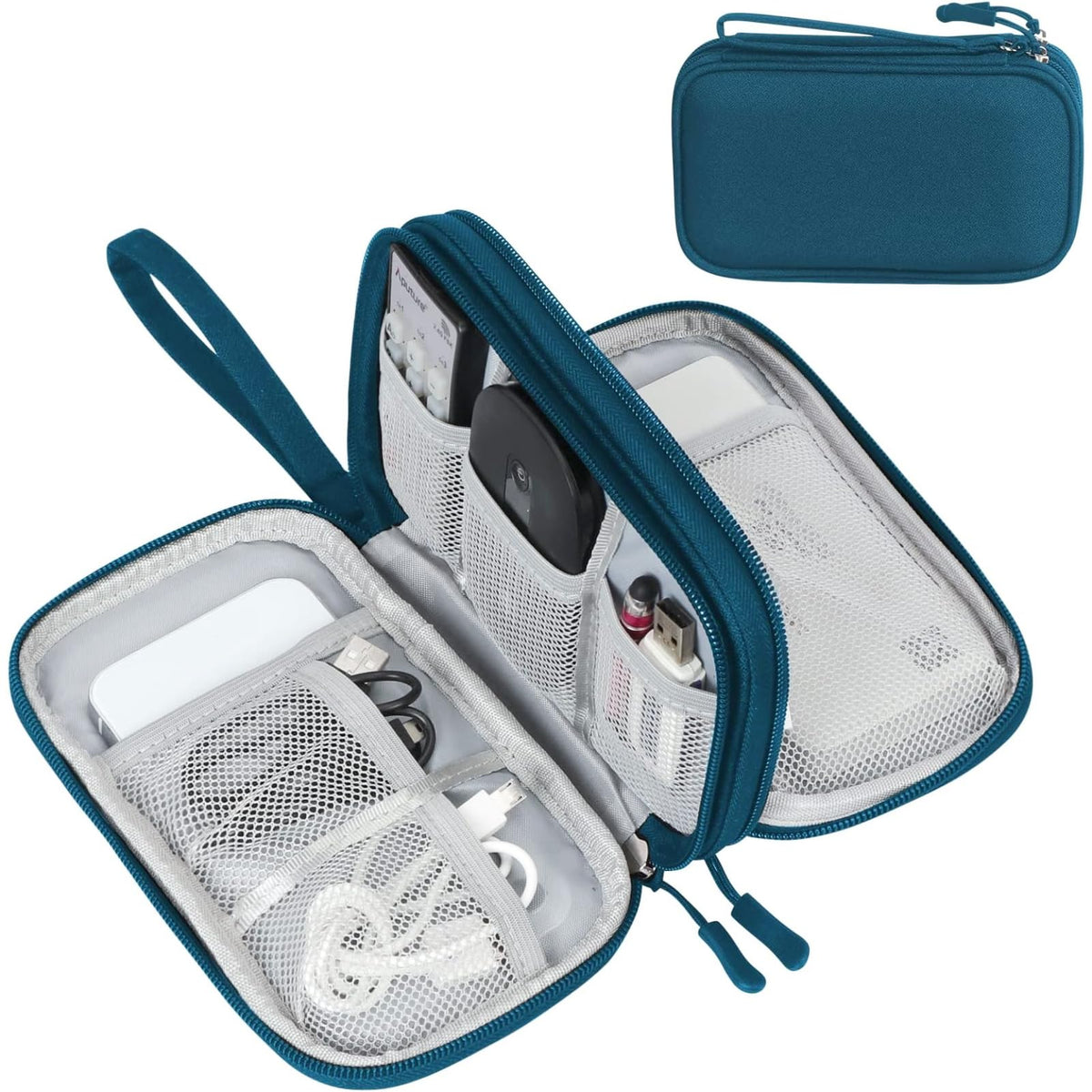 FYY Electronic Organizer, Travel Tech Pouch Bag, Large, Cyan