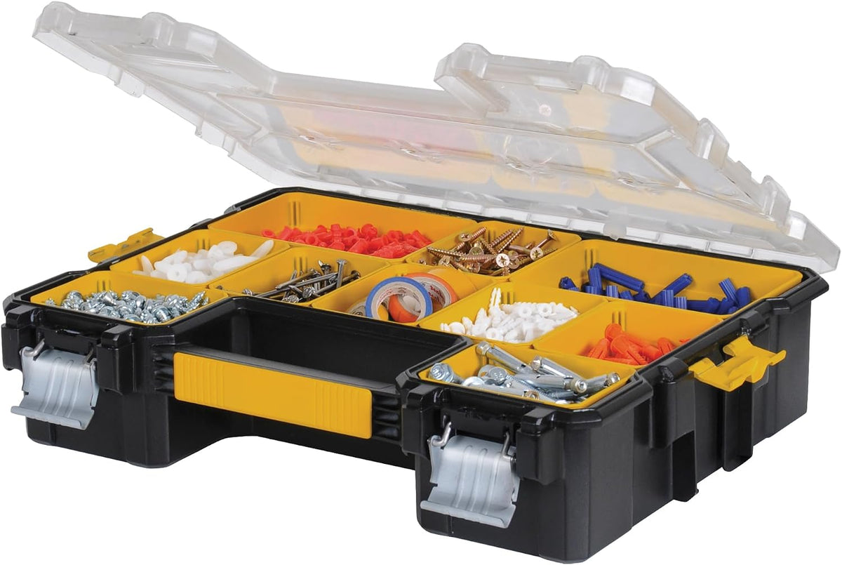 DEWALT Small Parts Organizer, Hardware Storage Box with Removable Dividers, 10-Compartment (DWST14825)