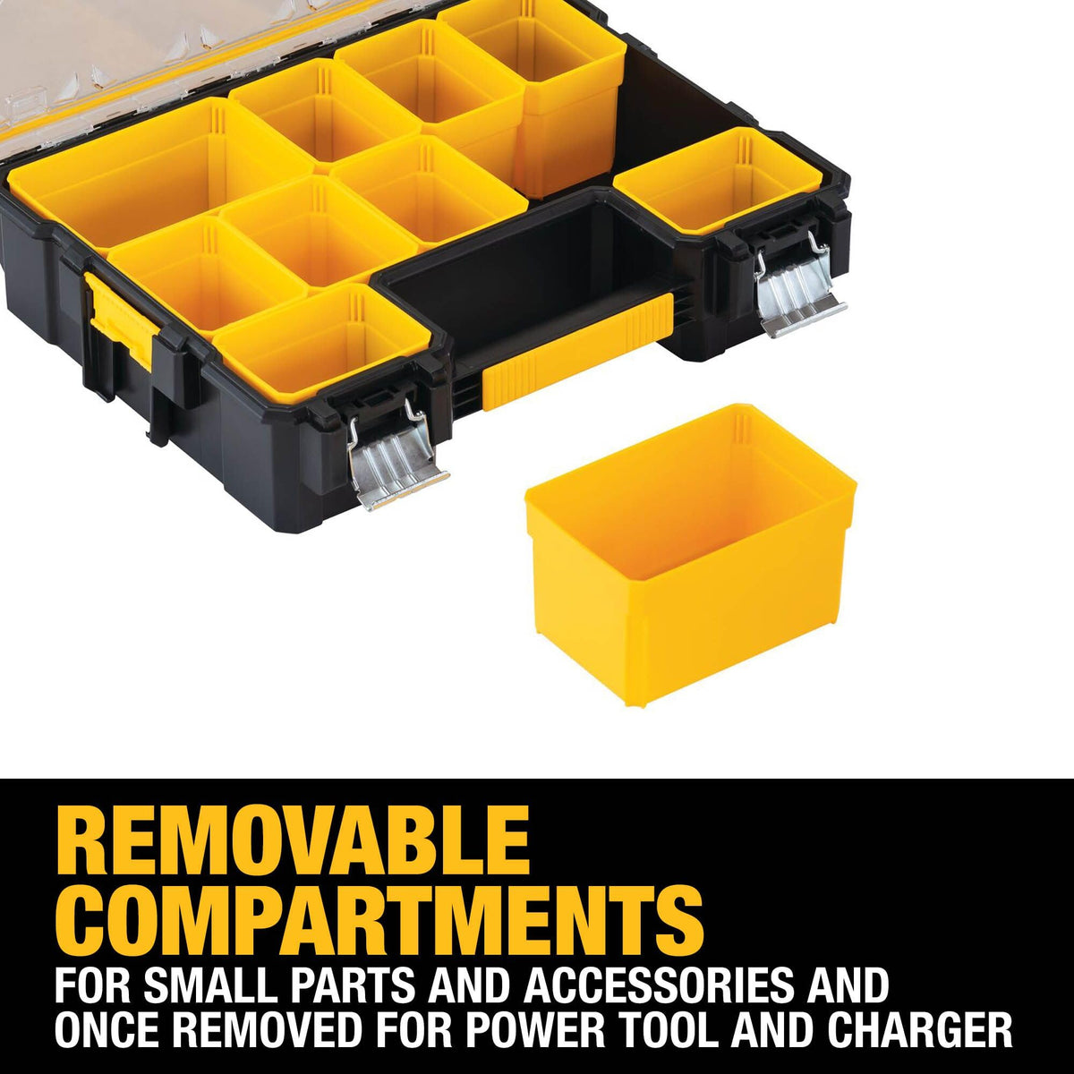 DEWALT Small Parts Organizer, Hardware Storage Box with Removable Dividers, 10-Compartment (DWST14825)