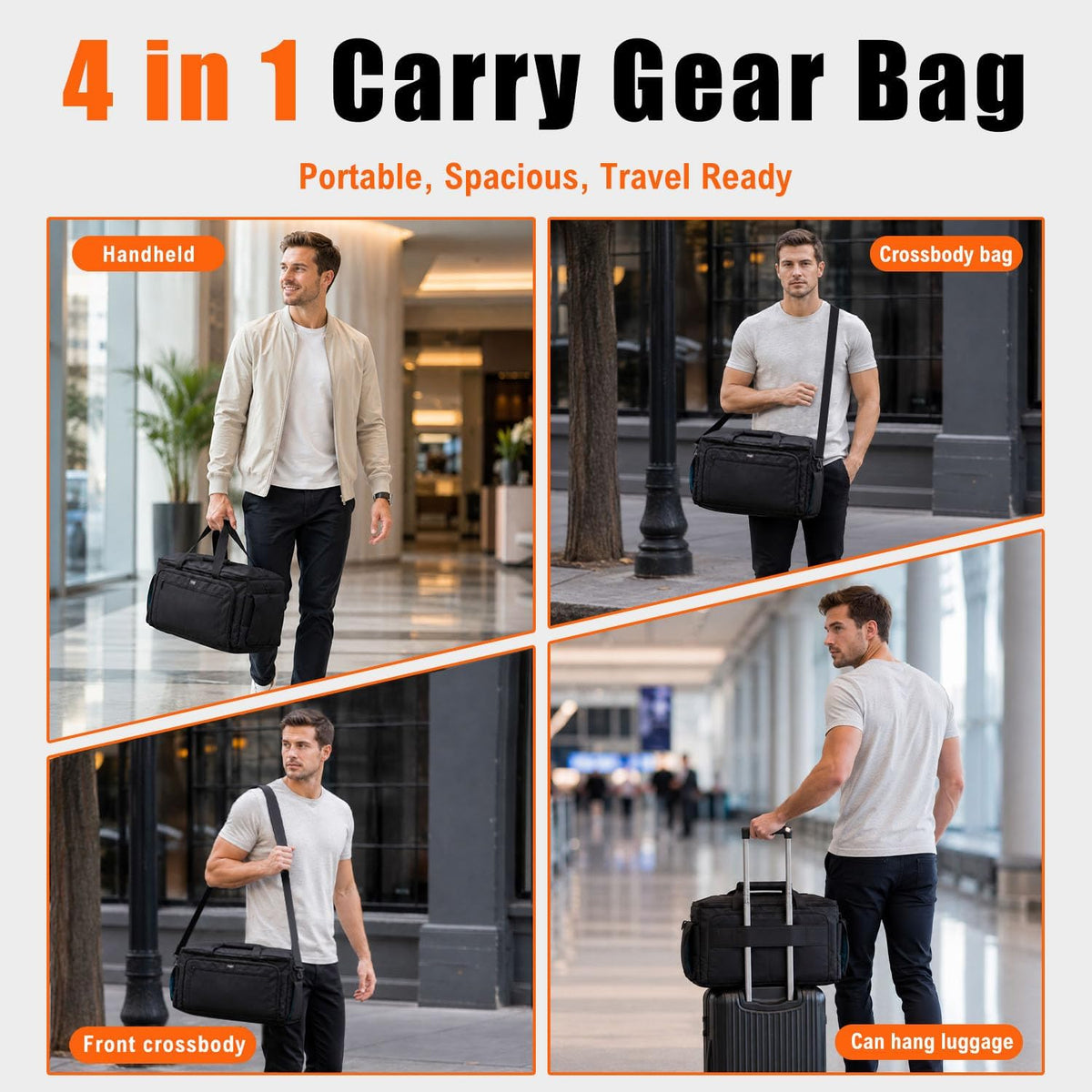 Large DJ Cable Bag Organizer with Laptop Pocket & Adjustable Dividers