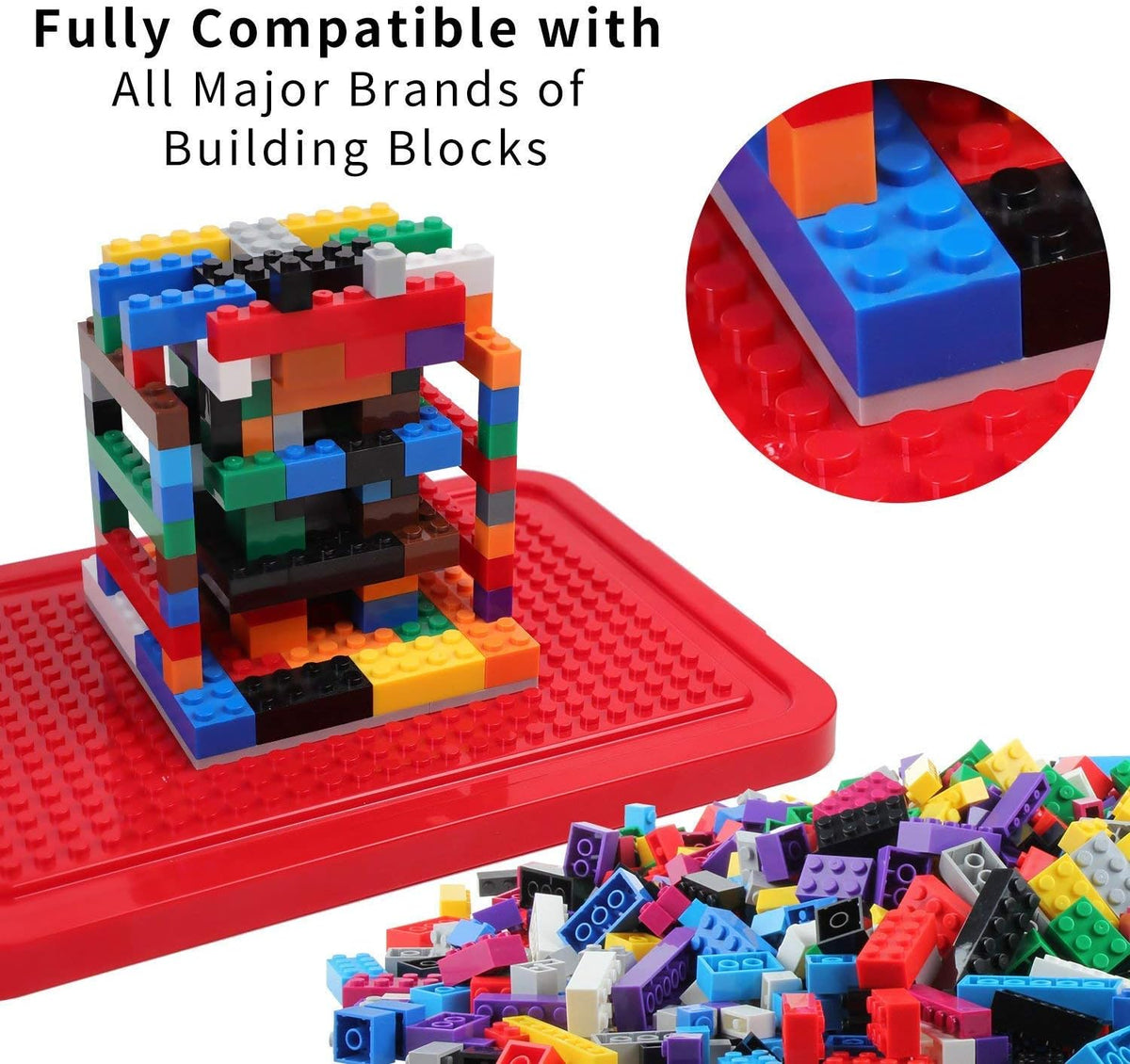 burgkidz Premium Building Blocks Set: Storage Box with Baseplate Lid