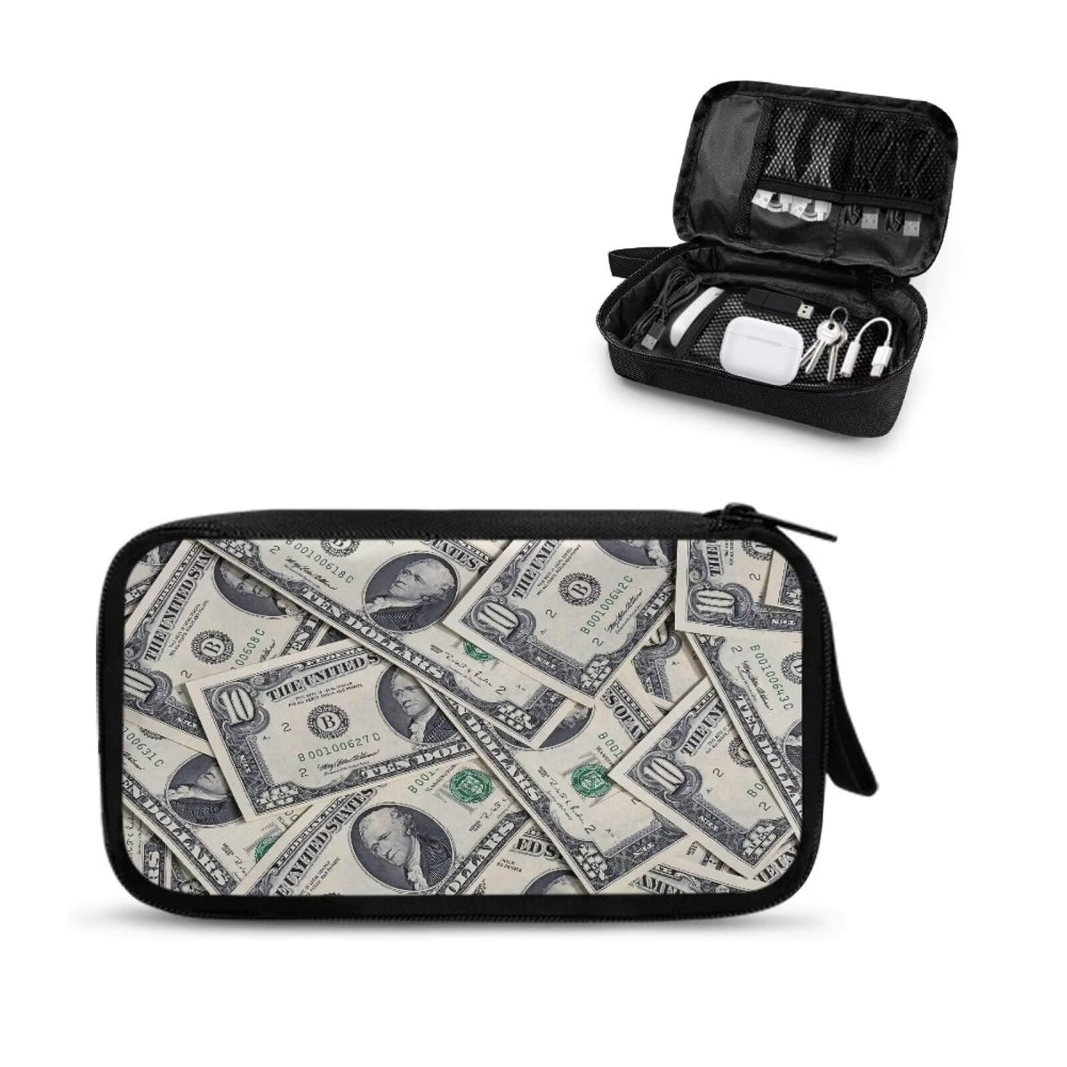 Cow Print Electronic Organizer Travel Cable Organizer Storage Bags for Data Cables, USB C Charger, SD Card, Hard Drive, Charging Cord, Mouse, Power Bank