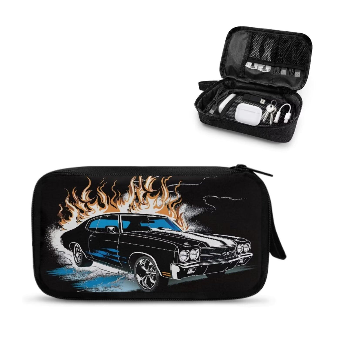Cow Print Electronic Organizer Travel Cable Organizer Storage Bags for Data Cables, USB C Charger, SD Card, Hard Drive, Charging Cord, Mouse, Power Bank