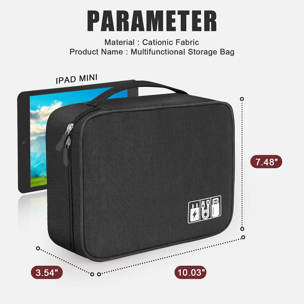 Electronic Organizer Travel Universal Cable Organizer Electronics Accessories Bag for Cable, Charger, Phone, USB, SD Card,1Pack