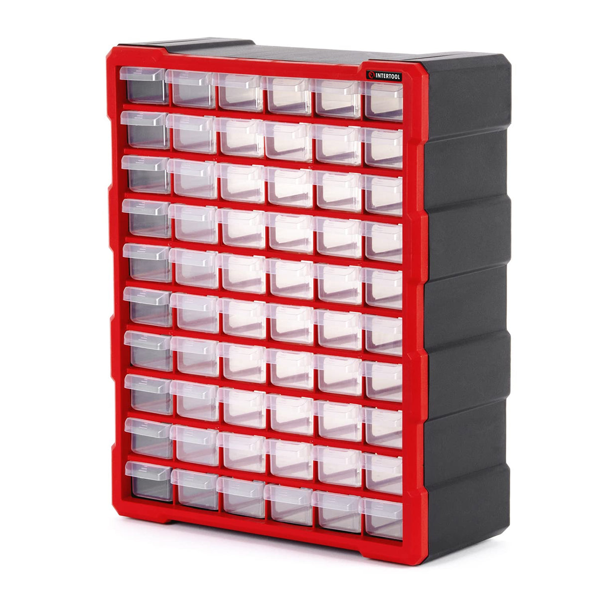 INTERTOOL Small Parts Organizer - 12 Removeable Bin Drawers - Tool Box for Storing Hardware and Garage Organization - For Screws, Bolts, Legos, Arts and Crafts - 10” x 10” x 6” - BX08-4024