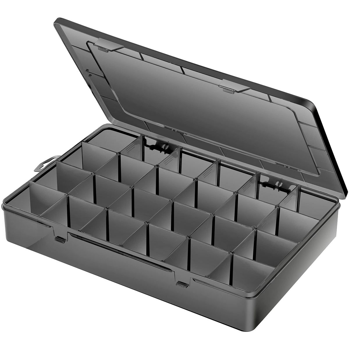 Gbivbe Large 24 Grids Plastic Organizer Box Adjustable Dividers,Clear Storage Box for Jewelry, Art DIY Crafts, Washi Tapes, Beads and Small Parts