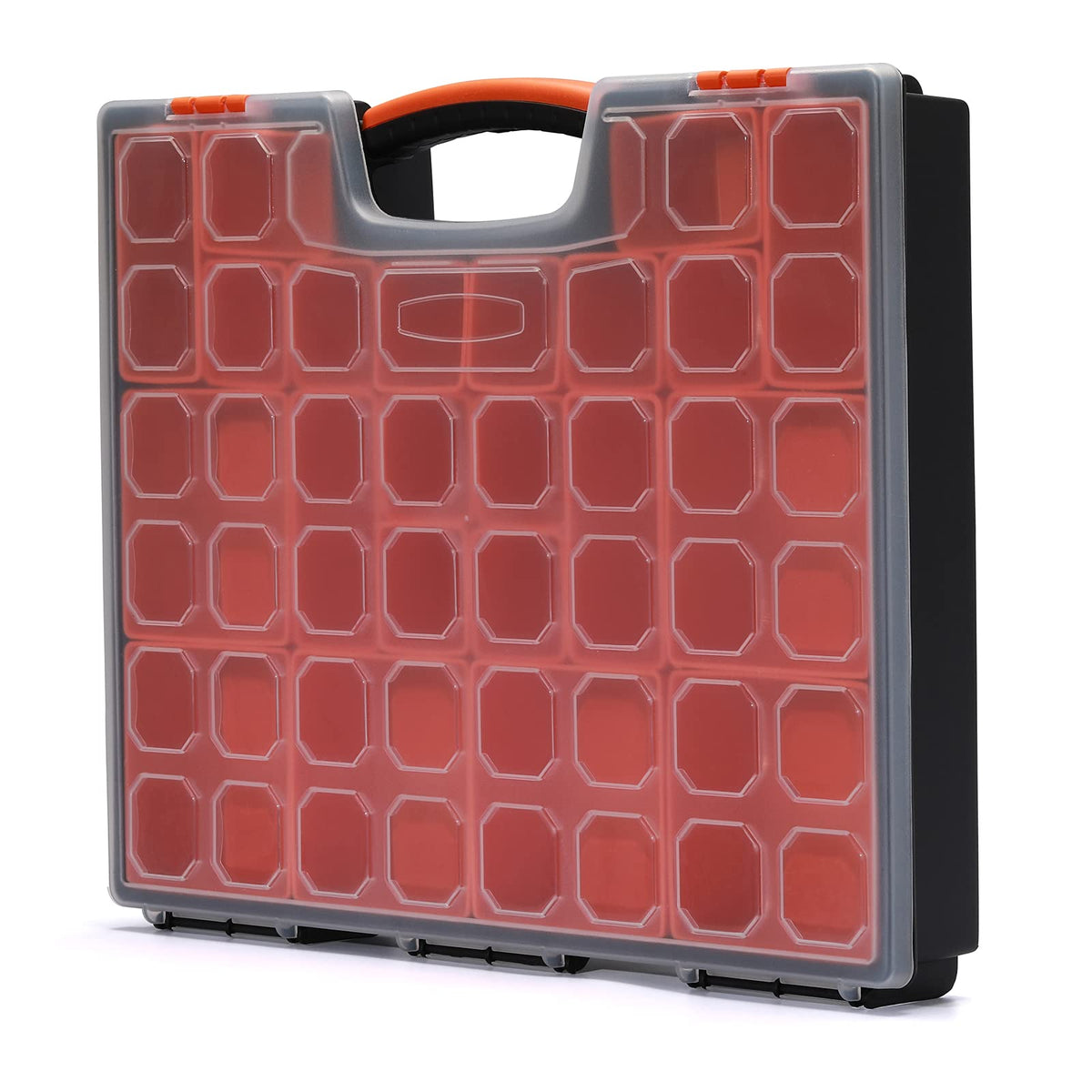 Tool Box Organizer Interlocking Black Small Parts Organizer for Fasteners and Crafts w/Removable Dividers (2 Piece Pack)