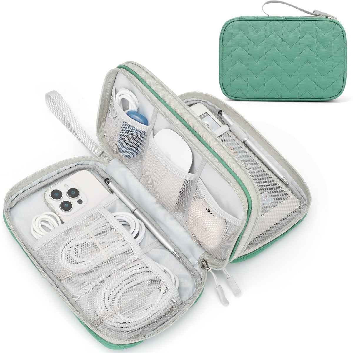 FYY Electronic Organizer, Travel Tech Pouch Bag, Large, Cyan