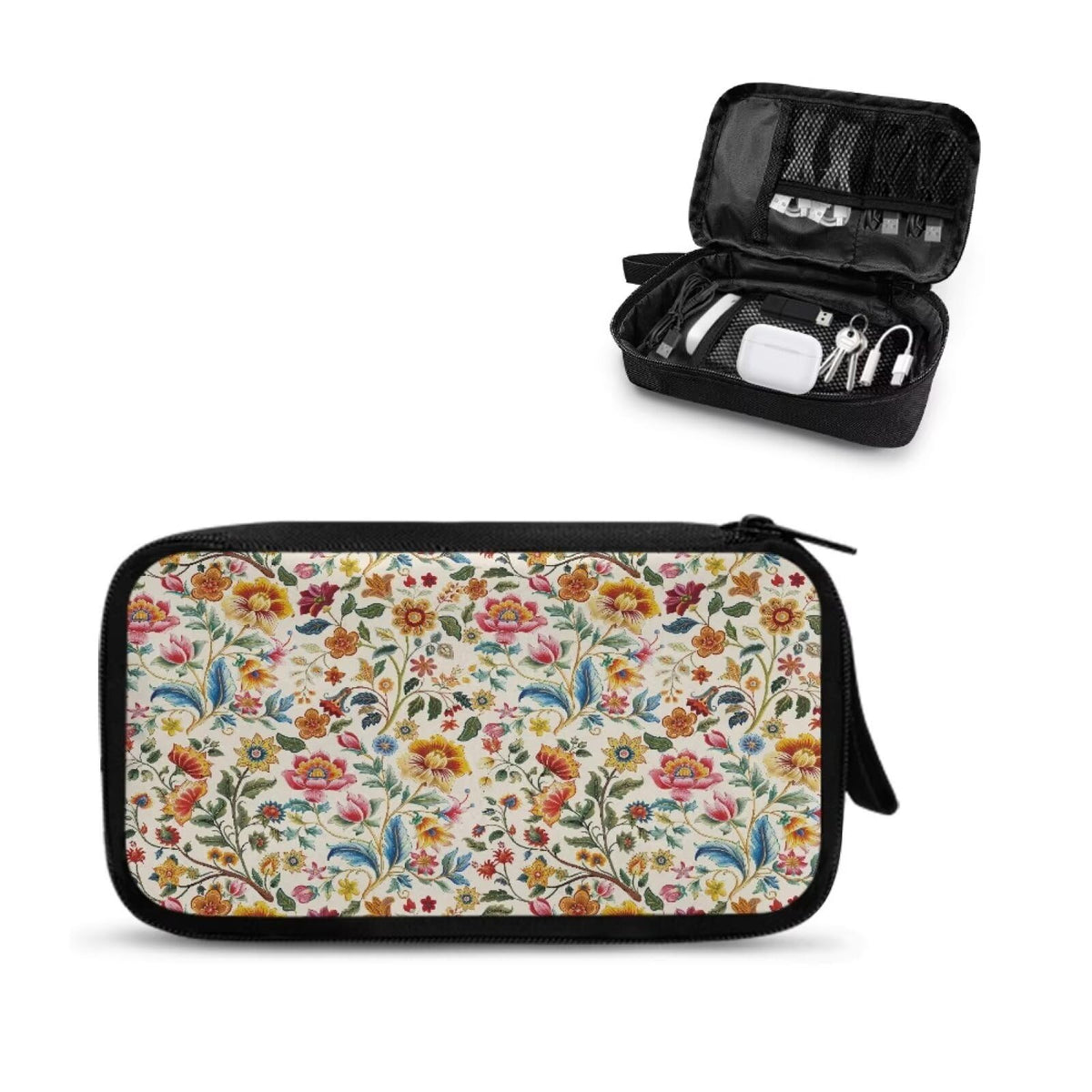 Cow Print Electronic Organizer Travel Cable Organizer Storage Bags for Data Cables, USB C Charger, SD Card, Hard Drive, Charging Cord, Mouse, Power Bank