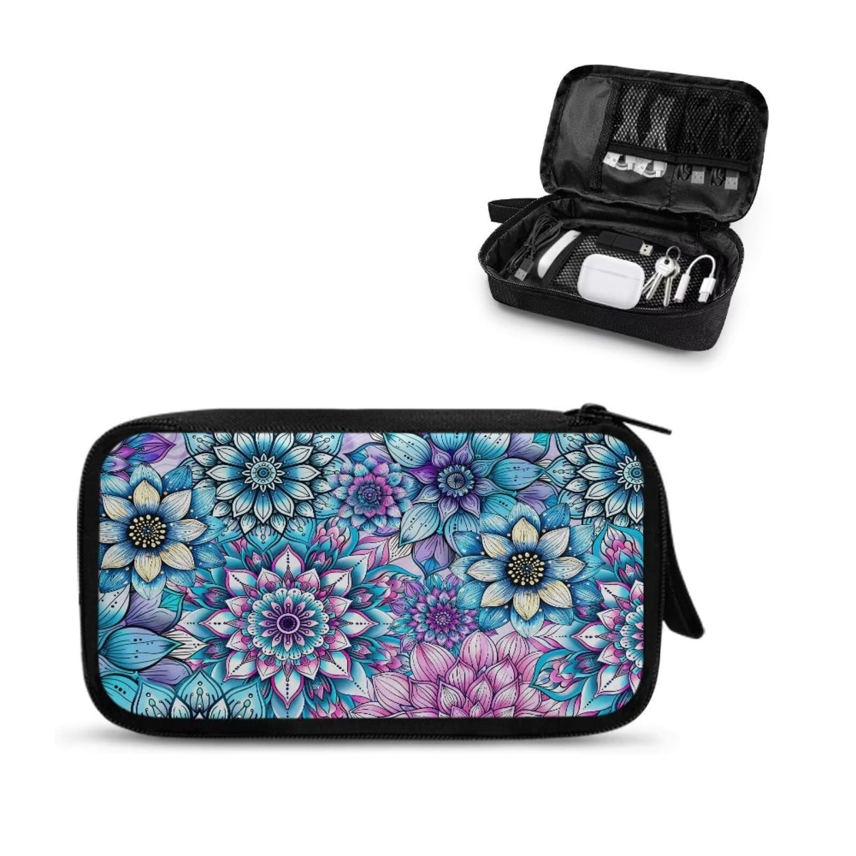 Cow Print Electronic Organizer Travel Cable Organizer Storage Bags for Data Cables, USB C Charger, SD Card, Hard Drive, Charging Cord, Mouse, Power Bank