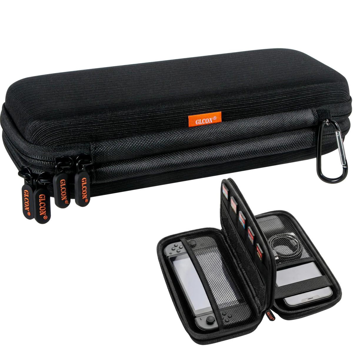 Red Double-Layer Hard Carrying Case, Electronics Organizer Travel Pouch