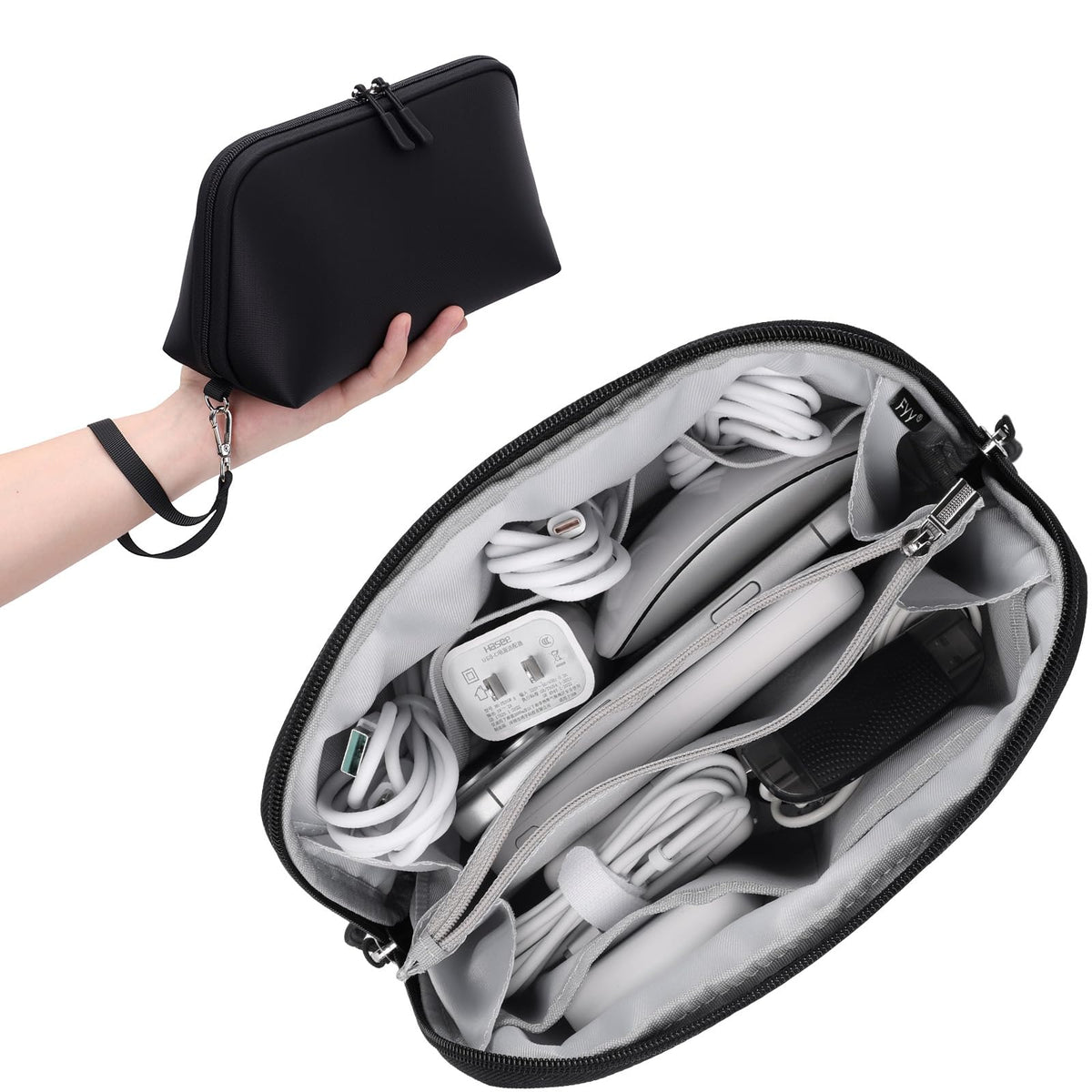 FYY Travel Cable Organizer - 8 Compartments, Lightweight, Water Repellent