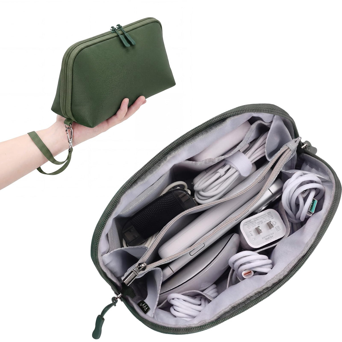 FYY Travel Cable Organizer - 8 Compartments, Lightweight, Water Repellent