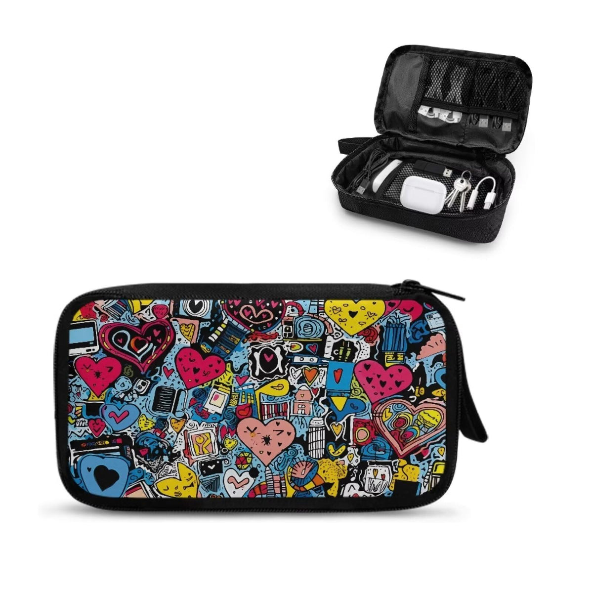 Cow Print Electronic Organizer Travel Cable Organizer Storage Bags for Data Cables, USB C Charger, SD Card, Hard Drive, Charging Cord, Mouse, Power Bank