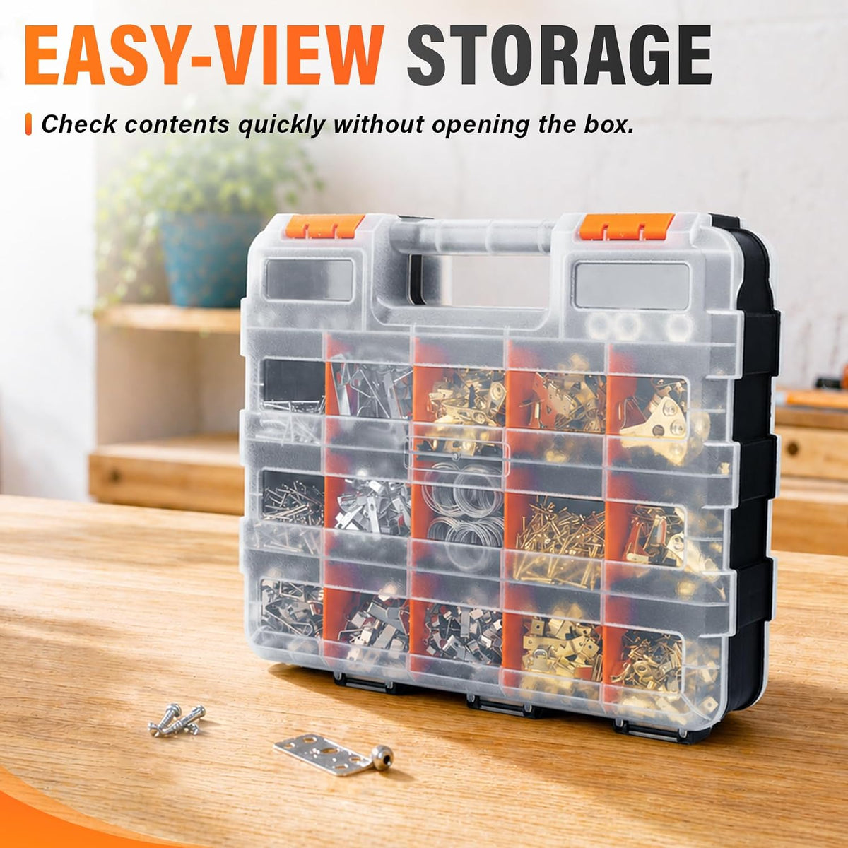 DIYSELF Screw Organizer, Double-Sided 34-Compartment Small Parts Organizer