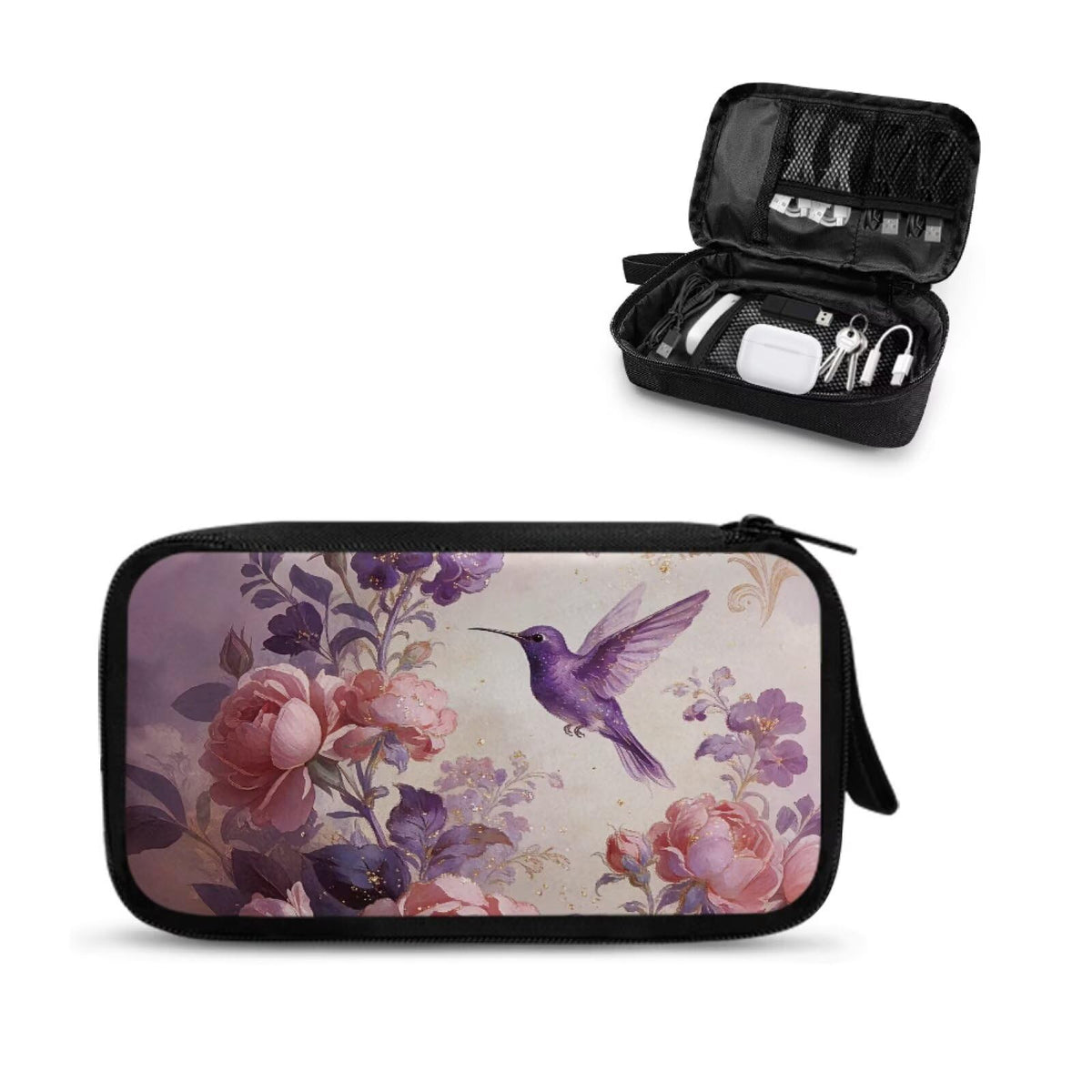 Cow Print Electronic Organizer Travel Cable Organizer Storage Bags for Data Cables, USB C Charger, SD Card, Hard Drive, Charging Cord, Mouse, Power Bank