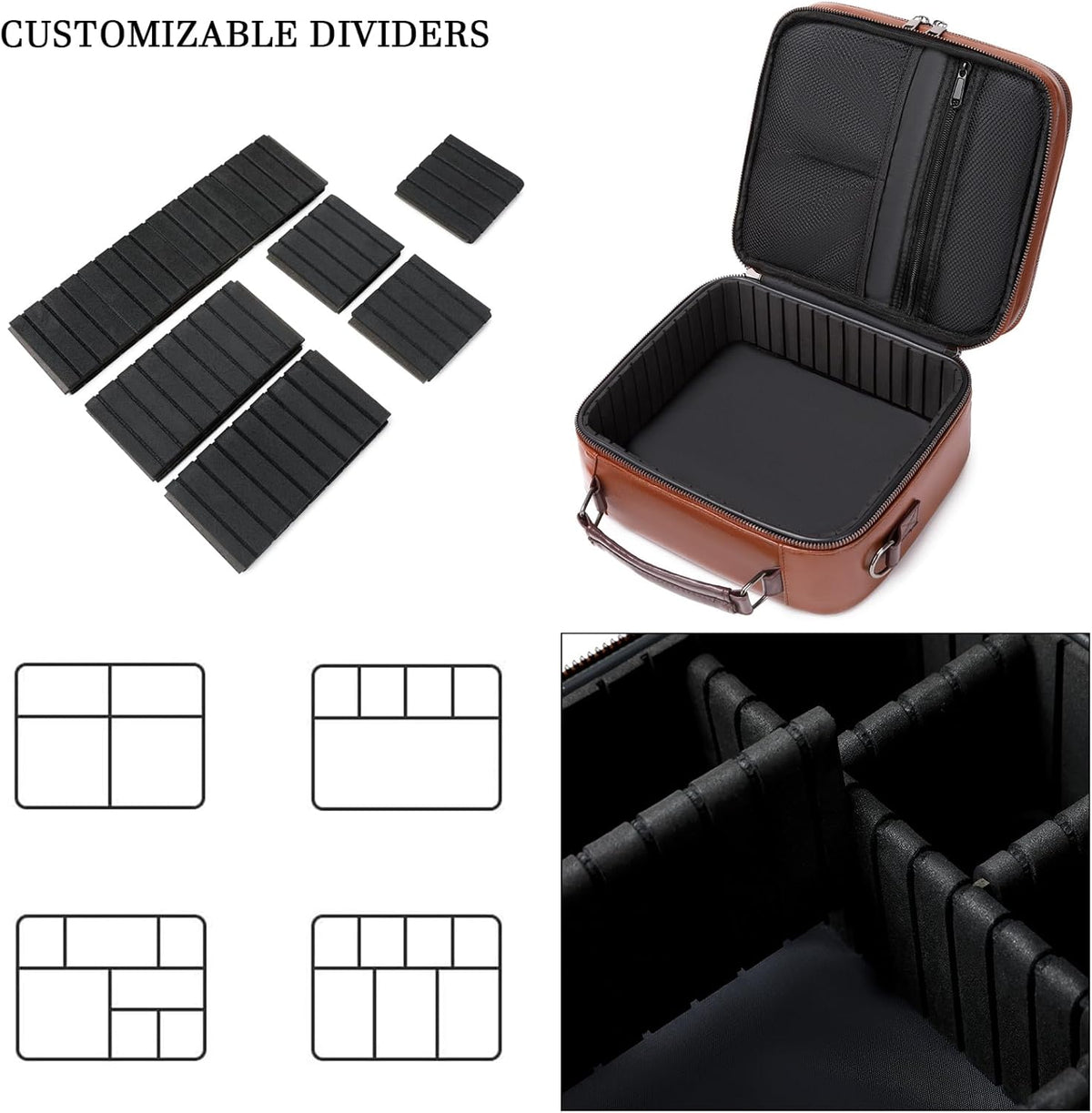 KYALOU Electronics Travel Organizer, Large Electronic Accessories Cable Case with Adjustable Dividers, Waterproof Tech Storage Bag Gifts with Double Layers for Cord, Charger, Power Bank - Brown