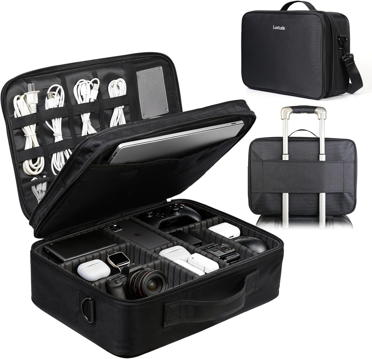 Luxtude Extra Large Electronics Organizer Travel Case, Cable Organizer Bag
