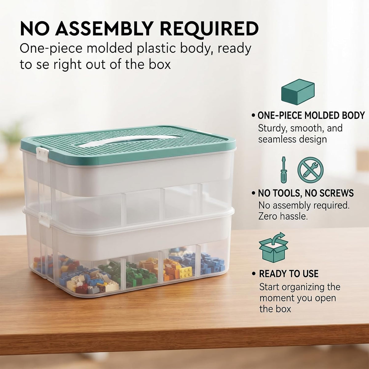 Toys Storage Organizer Box for Lego, Building Block Storage(2Layer)