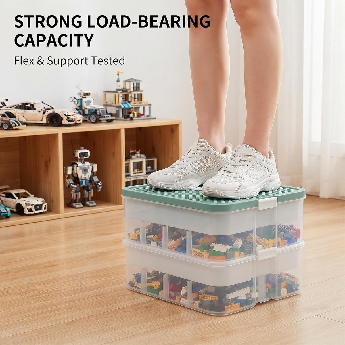 Toys Storage Organizer Box for Lego, Building Block Storage(2Layer)