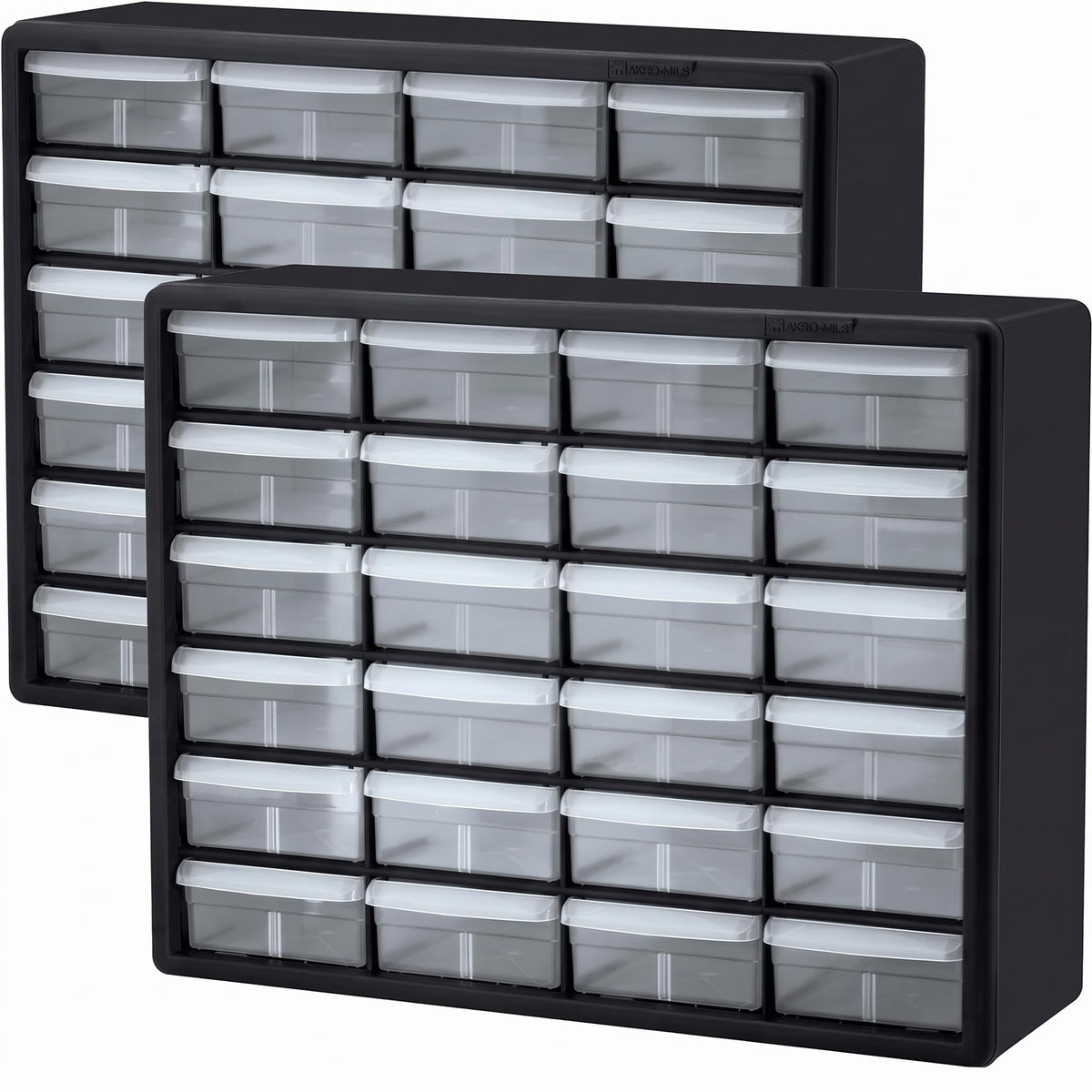 Akro-Mils 10126, 26 Drawer Plastic Parts Storage Hardware and Craft Cabinet, 20-Inch W x 6-Inch D x 10-Inch H, Red