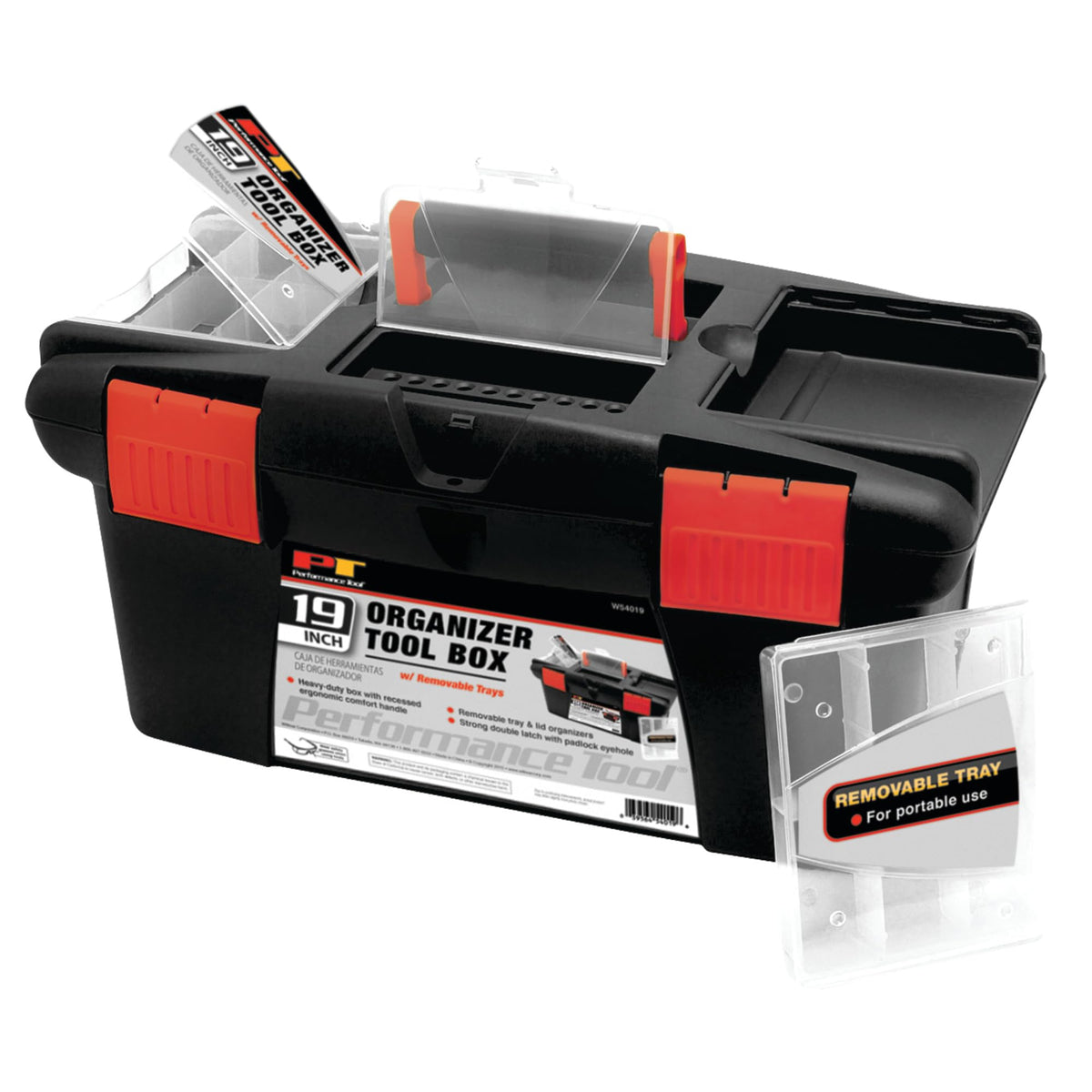 Performance Tool W54012 Heavy Duty Plastic Organizer Tool Box for Workshops and Garages, Black, 12.5-Inch