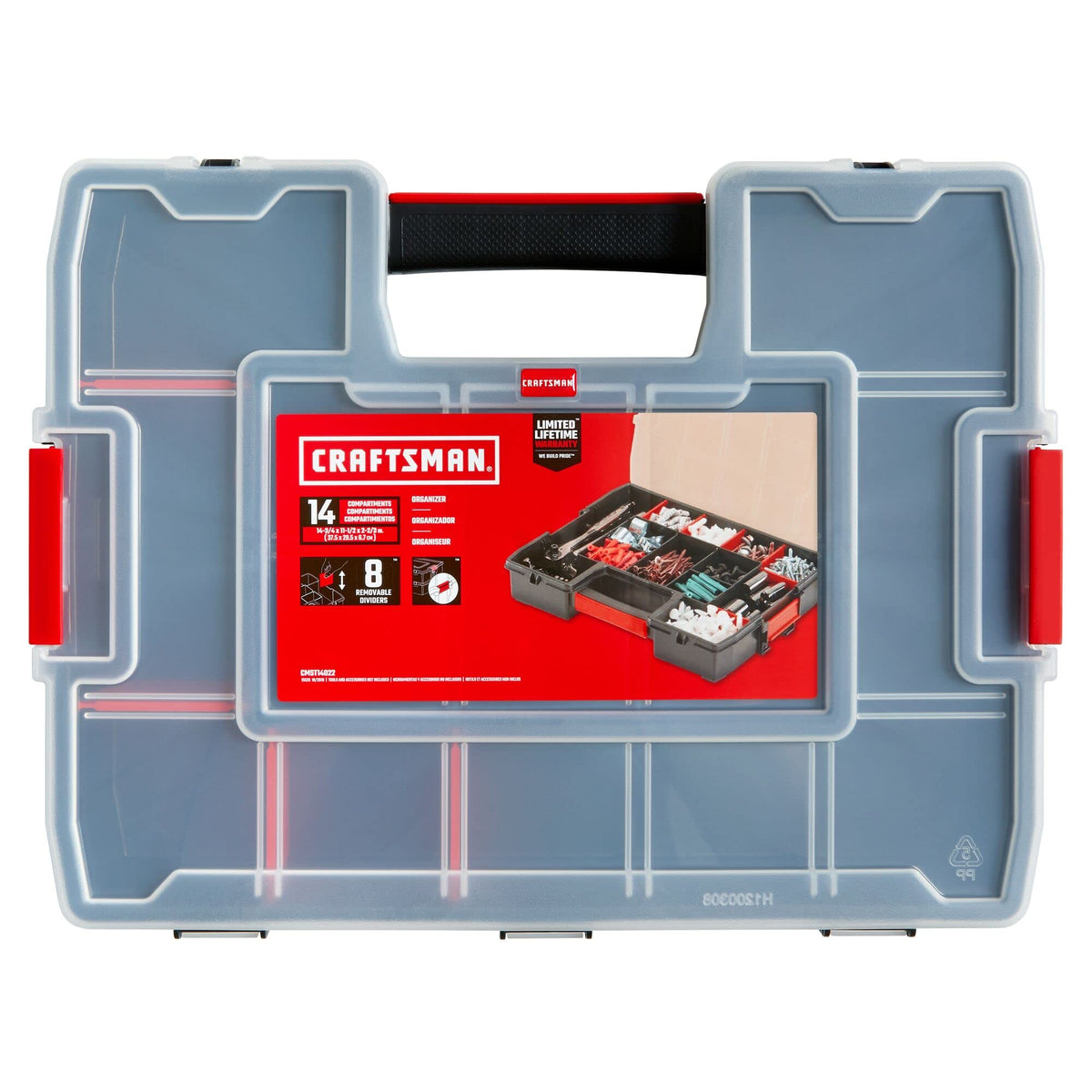CRAFTSMAN Storage Organizer, Small Parts Organizer, 3-Packs with 10-Compartments, Lid Includes Secure Latch (CMST60964M)