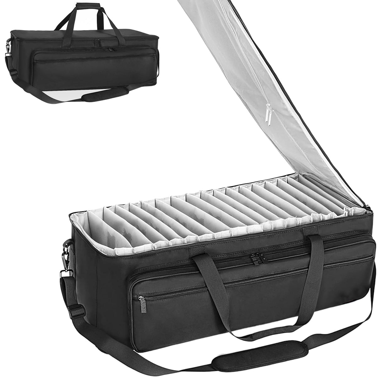 AKOZLIN Large Travel Gig Band Cable File Bag With Detachable Dividers Grey