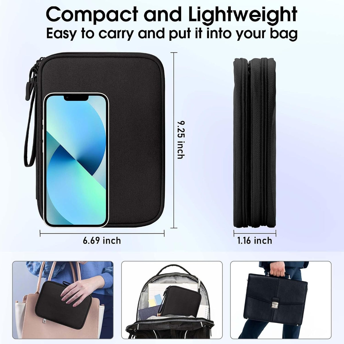 Arae Travel Essentials Electronic Organizer Double Layer - Black, L