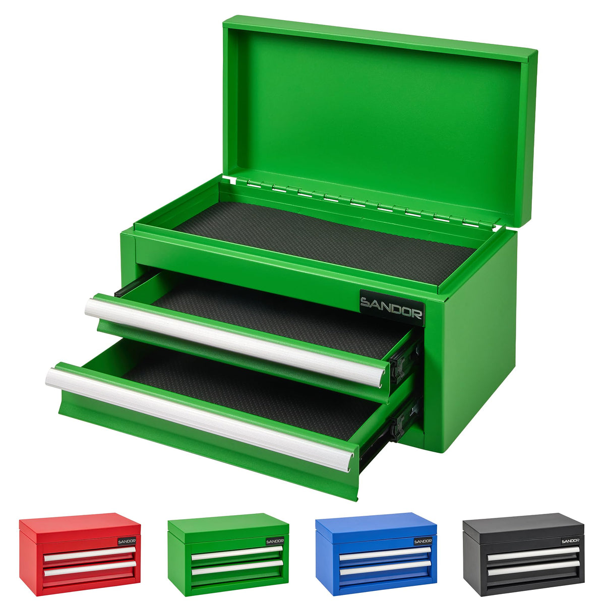 Mini Tool Box - Metal Tool Chest with 2 Drawers & PVC Drawer Liners - Blue