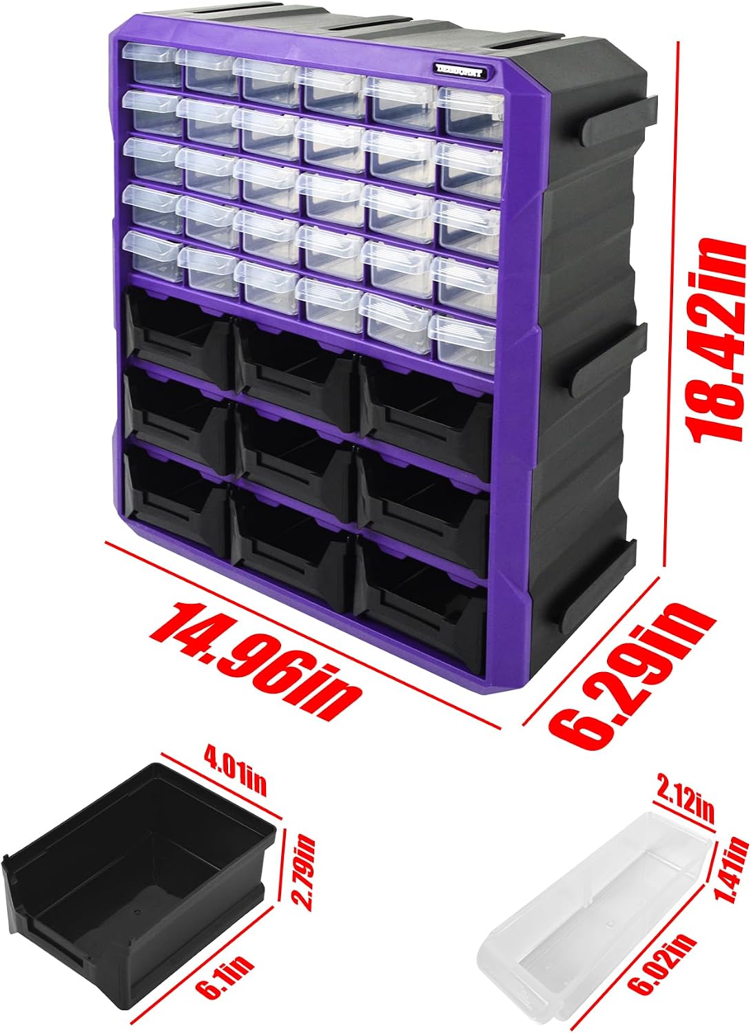 39-Drawer Plastic Drawer Storage Cabinet Small Parts Storage Craft Organizer for Garage Organization Beads Makeup Organizer Building Bricks Storage Teacher Toolbox 15 x 6.3 x 18.4 Inches