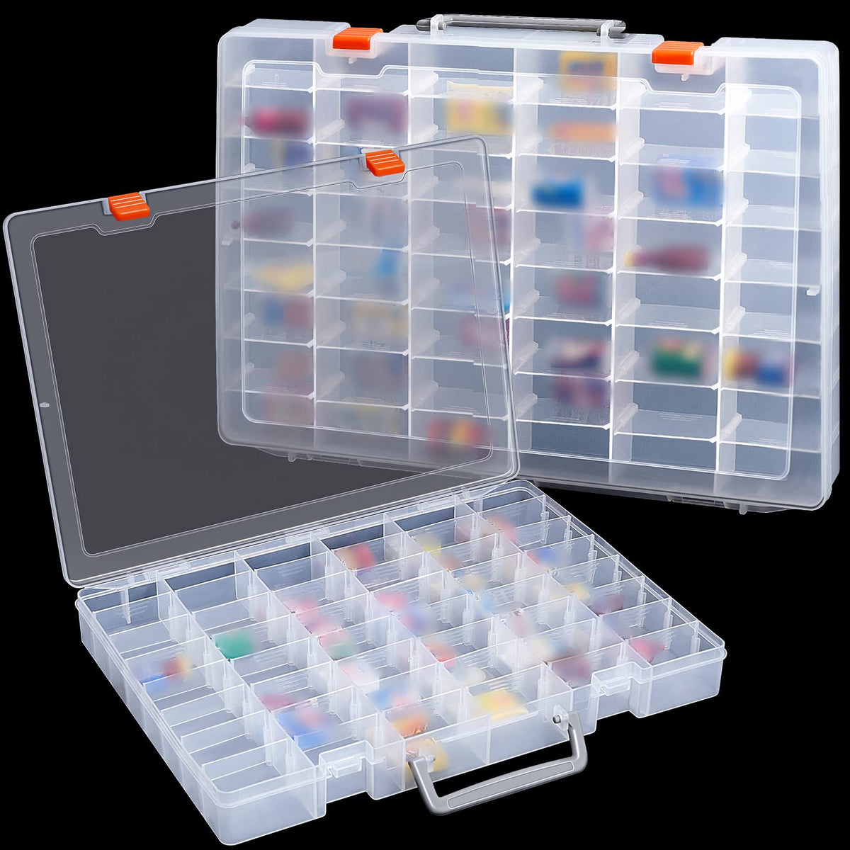 Juexica 2 Pcs 48 Grid Plastic Bead Storage Organizer Box, Yellow