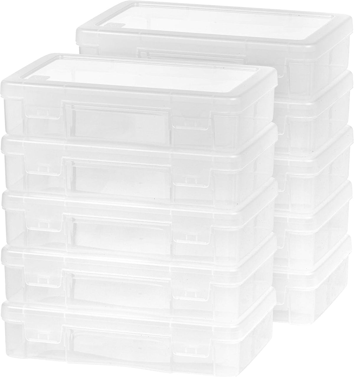 IRIS USA Clear Cases |Made in USA| Plastic Box Organizers (10-Pack)- Medium