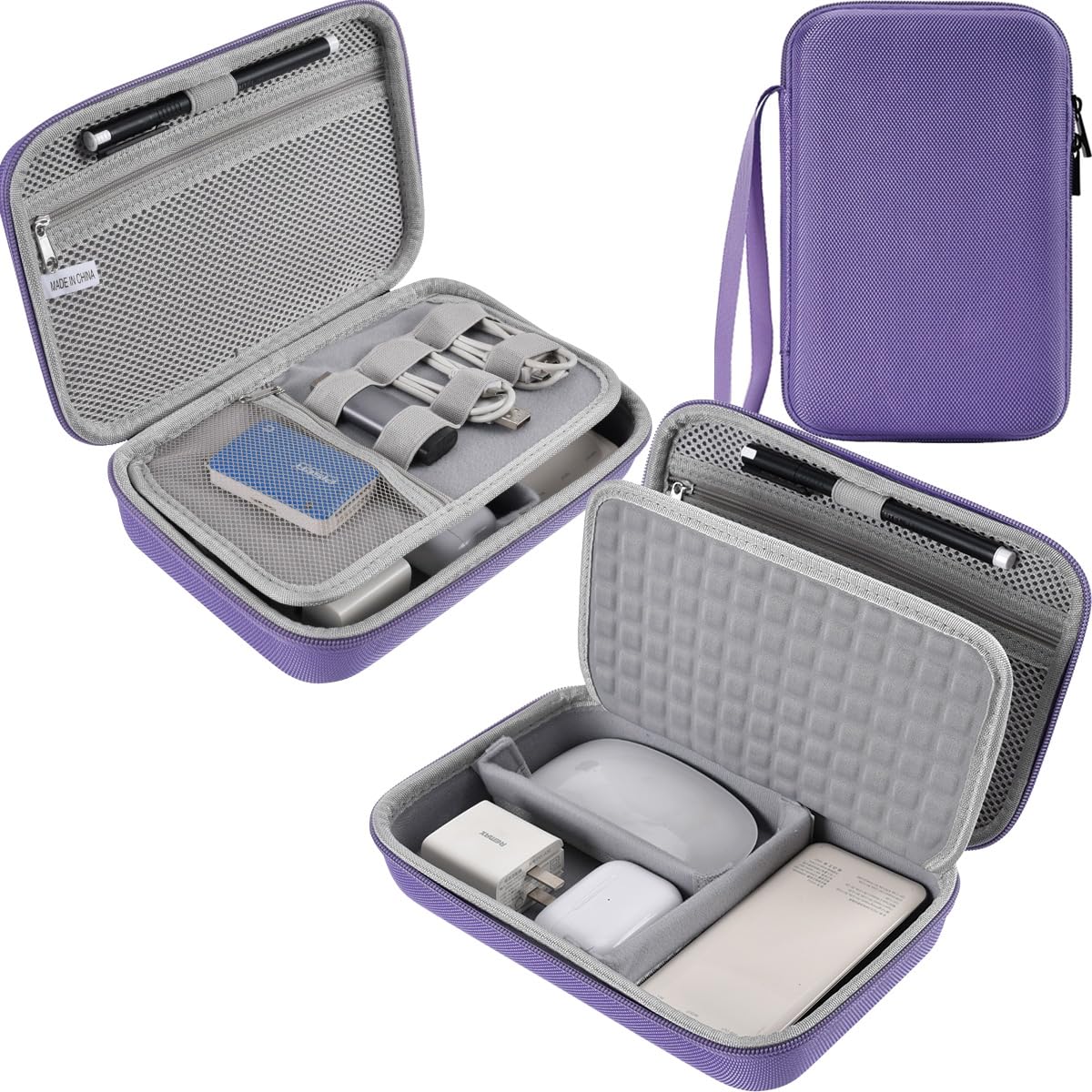 Hard Travel Electronic Organizer Case for MacBook Power Adapter Chargers Cables Power Bank Apple Magic Mouse Apple Pencil USB Flash Disk SD Card Hard Drive Shockproof Accessories Carrying Bag, Green
