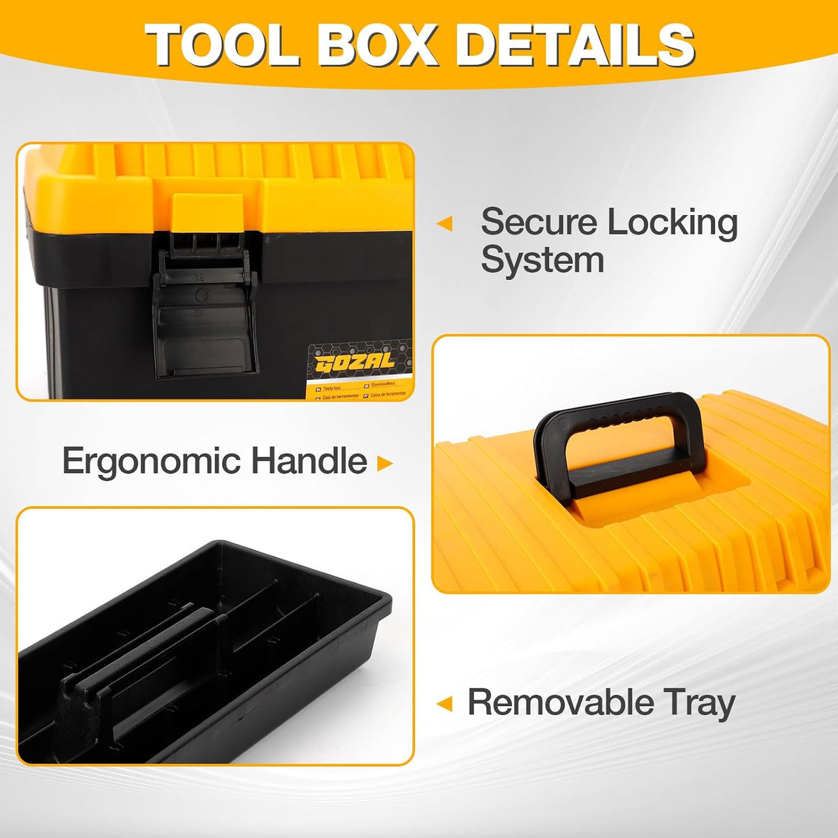 Tool Box Set of 4, Large Plastic Stackable Tool Boxes