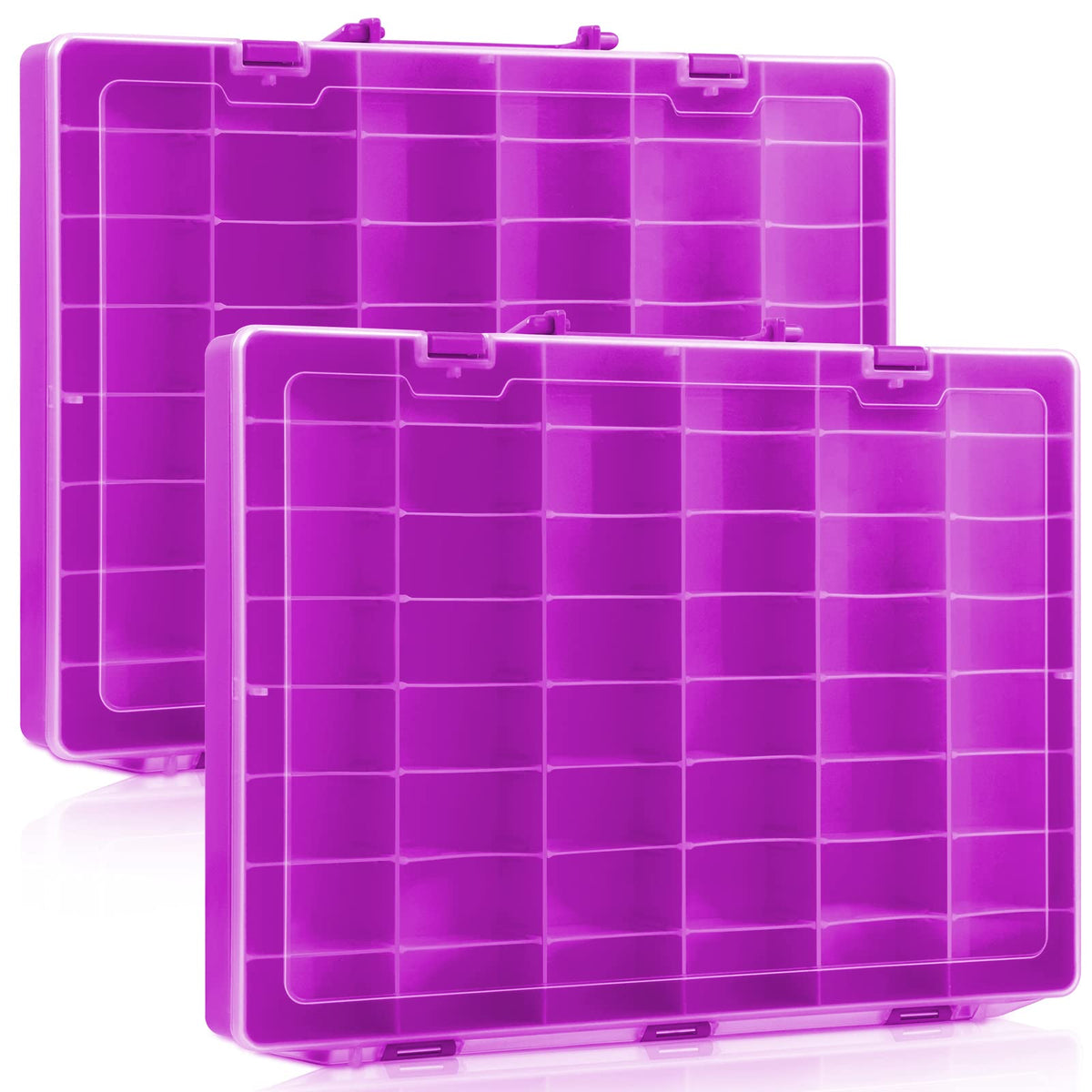 Juexica 2 Pcs 48 Grid Plastic Bead Storage Organizer Box, Yellow